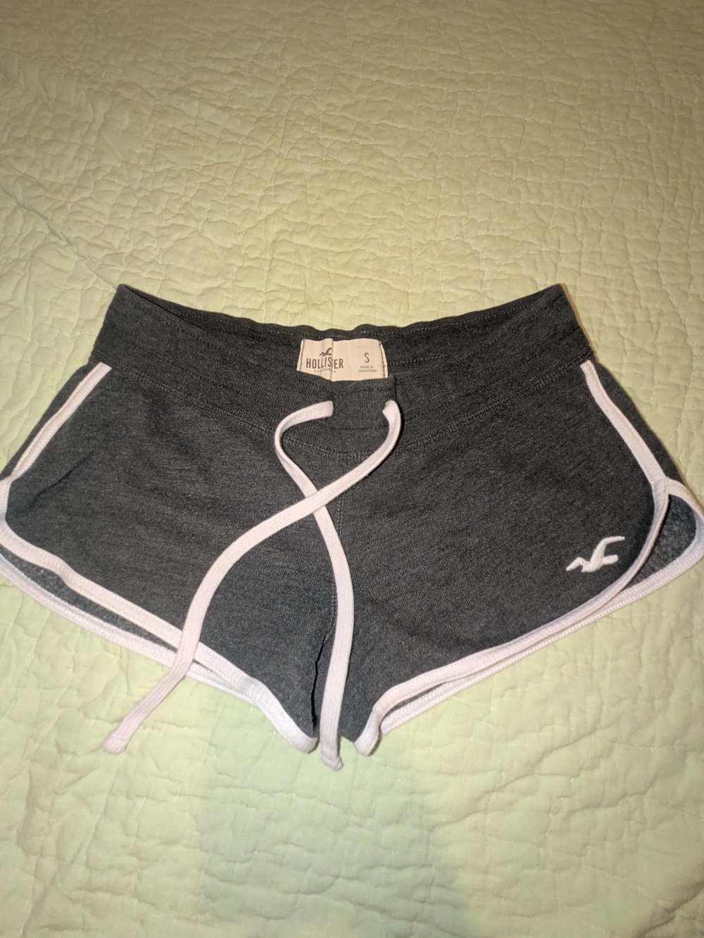 Hollister Charcoal Athletic Lounge Shorts with White Trim